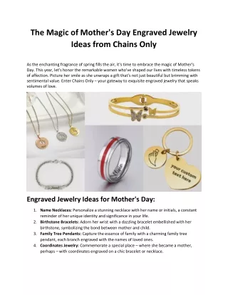 The Magic of Mother's Day Engraved Jewelry Ideas from Chains Only