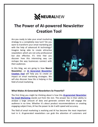 The Power of AI-powered Newsletter Creation Tool