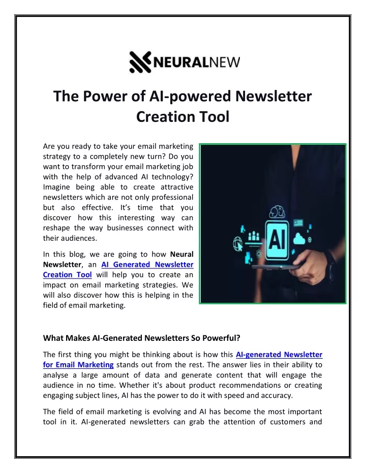 the power of ai powered newsletter creation tool