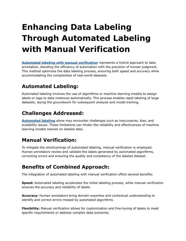 enhancing data labeling through automated