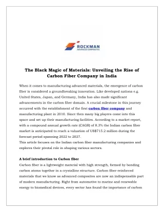 The Black Magic of Materials- Unveiling the Rise of Carbon Fiber Company in India