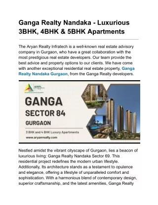Ganga Realty Nandaka Gurgaon