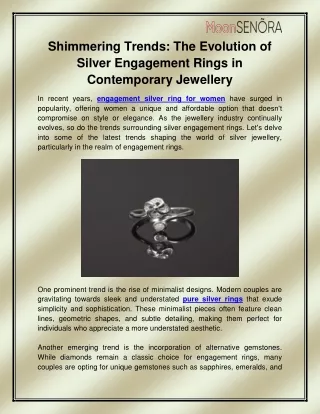 Engagement silver ring for women