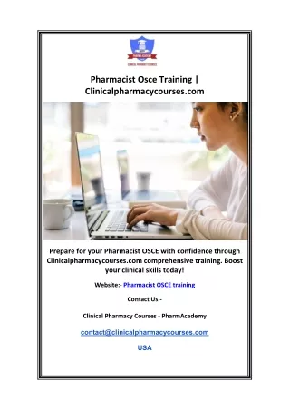 Pharmacist Osce Training | Clinicalpharmacycourses.com