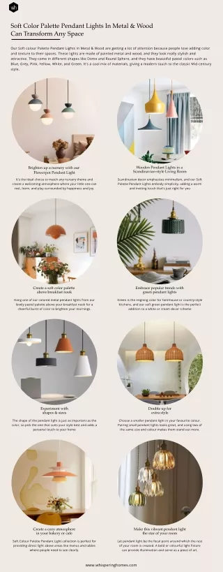 Metal and Wood Pendant lights in a Soft Colour Palette can Transform any Space