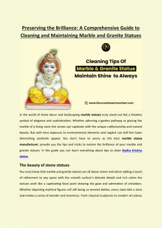Cleaning Tips of Marble and Granite Statue to Always Maintain Shine