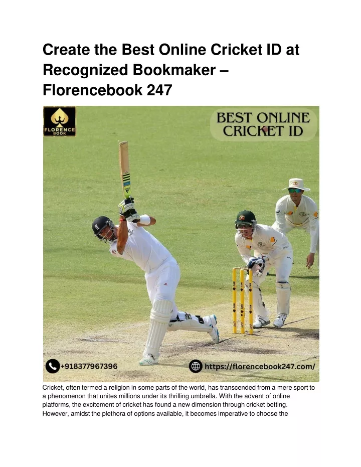 create the best online cricket id at recognized bookmaker florencebook 247