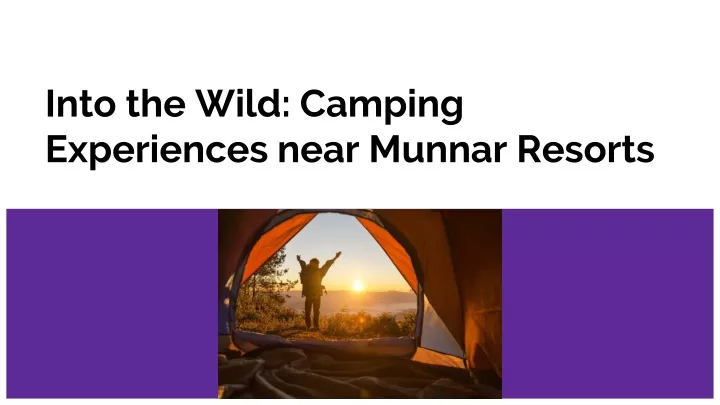 into the wild camping experiences near munnar resorts