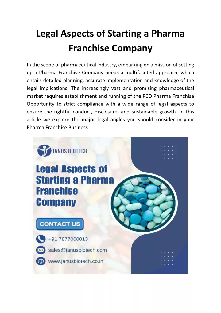 legal aspects of starting a pharma franchise