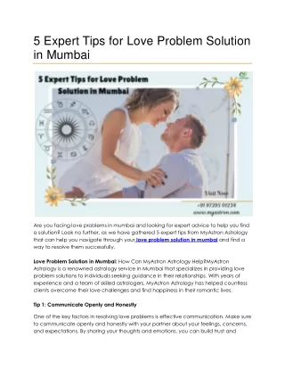 5 Expert Tips for Love Problem Solution in Mumbai