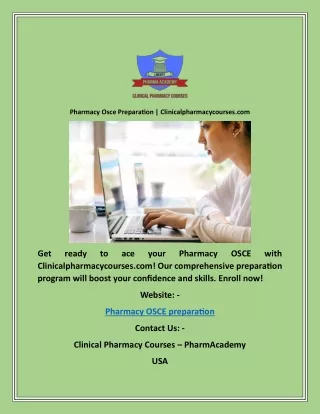 Pharmacy Osce Preparation Clinicalpharmacycourses