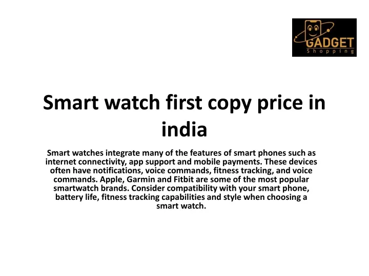 smart watch first copy price in india