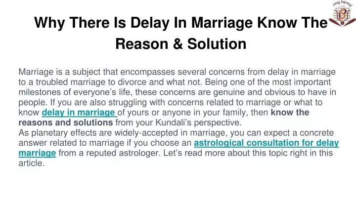 why there is delay in marriage know the reason solution