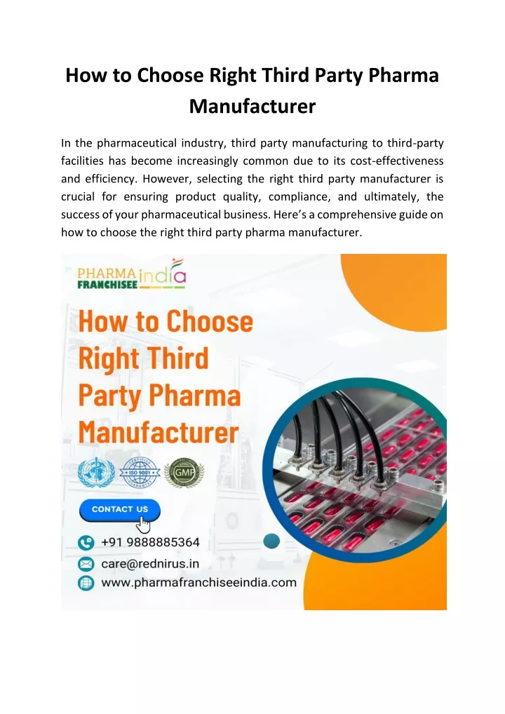 how to choose right third party pharma