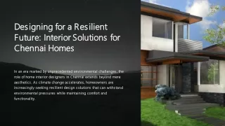 Designing for a Resilient Future Interior Solutions for Chennai Homes