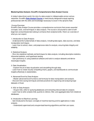 mastering data analysis excelr s comprehensive