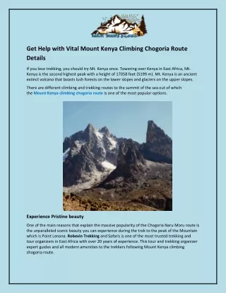 Get Help with Vital Mount Kenya Climbing Chogoria Route Details (2)