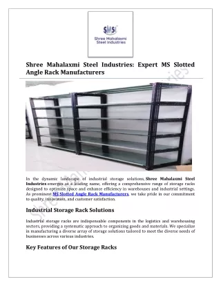 Shree Mahalaxmi Steel Industries_ Expert MS Slotted Angle Rack Manufacturers