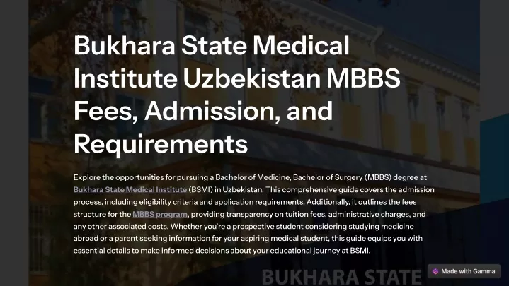 bukhara state medical institute uzbekistan mbbs