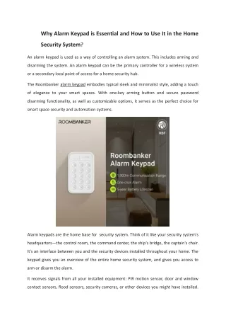 Why Alarm Keypad is Essential and How to Use It in the HomeSecurity System?