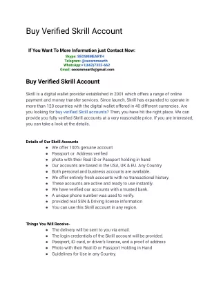Buy Verified Skrill Account From Trusted Website