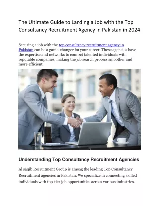The Ultimate Guide to Landing a Job with the Top Consultancy Recruitment Agency in Pakistan in 2024