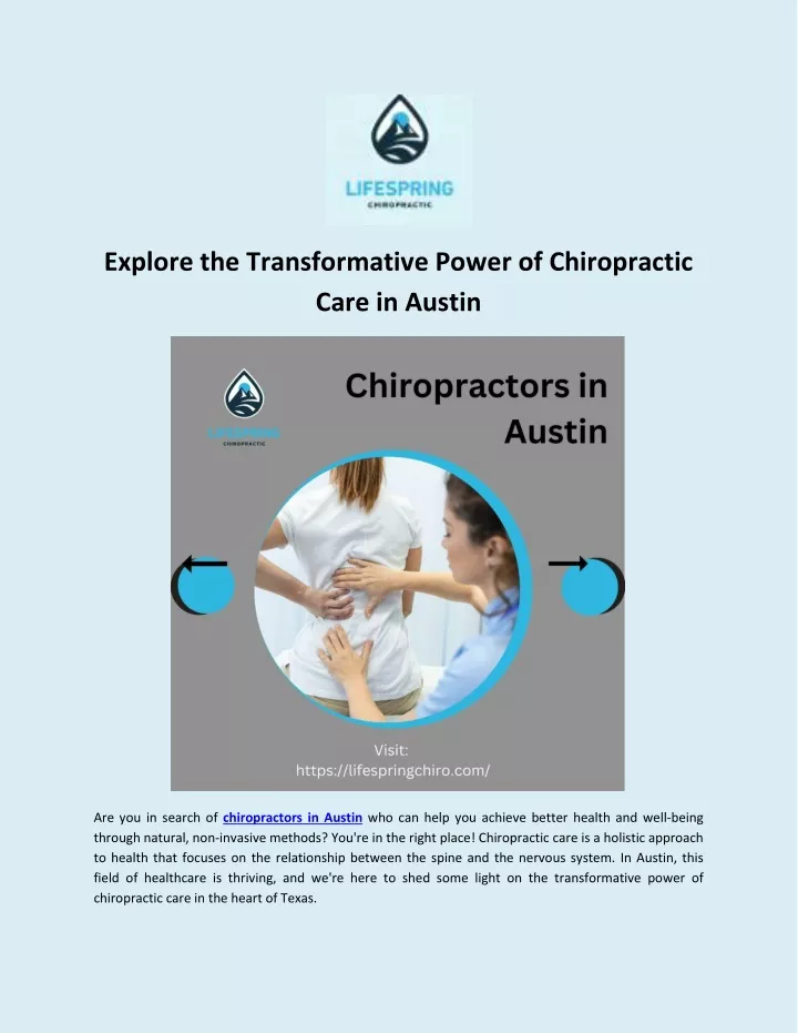 explore the transformative power of chiropractic