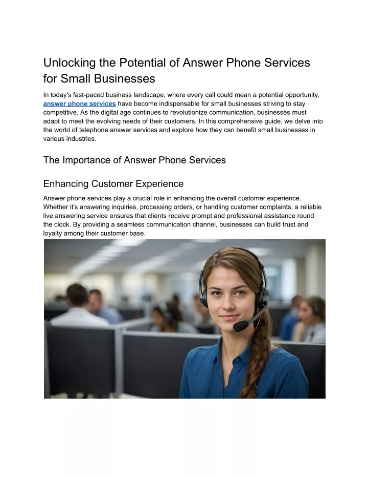 unlocking the potential of answer phone services