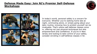 Defense Made Easy Join NJ's Premier Self-Defense Workshops