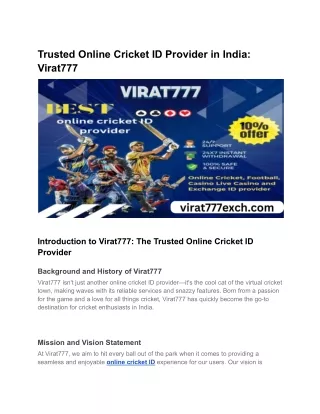 Trusted Online Cricket ID Provider in India_ Virat777