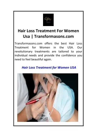 Hair Loss Treatment For Women Usa  Transformasons.com