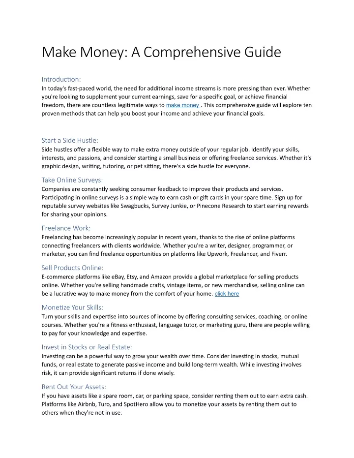 make money a comprehensive guide