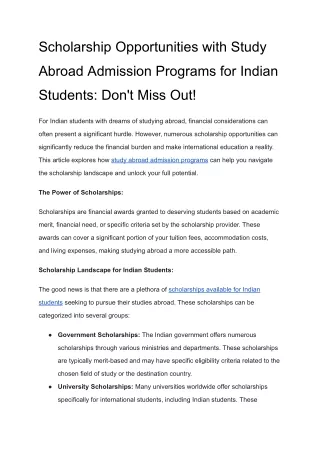 Scholarship Opportunities with Study Abroad Admission Programs for Indian Students_ Don't Miss Out