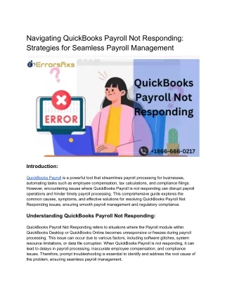 A Quick Guide to QuickBooks Payroll Not Responding.