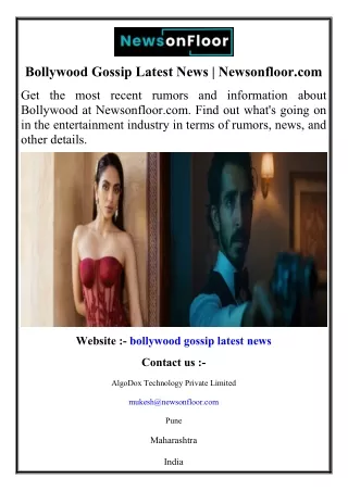 Bollywood Gossip Latest News  Newsonfloor.com
