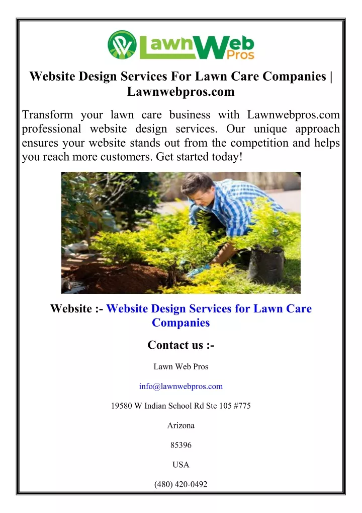 website design services for lawn care companies