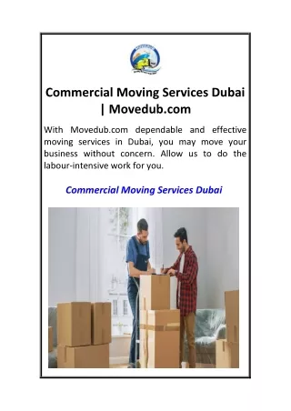 Commercial Moving Services Dubai  Movedub.com