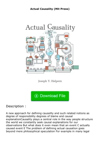 [READ]⚡PDF✔ Actual Causality (Mit Press)