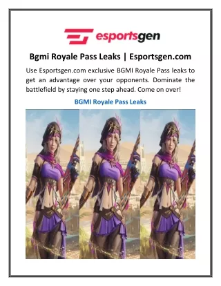 Bgmi Royale Pass Leaks Esportsgen