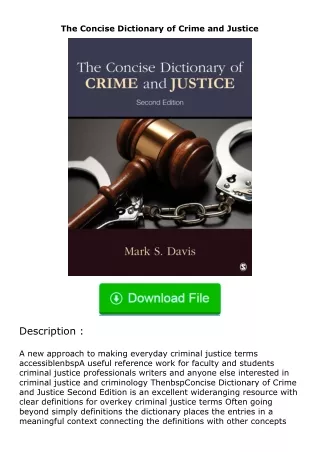 download⚡[PDF]❤ The Concise Dictionary of Crime and Justice
