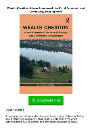 Download⚡ Wealth Creation: A New Framework for Rural Economic and Community Development