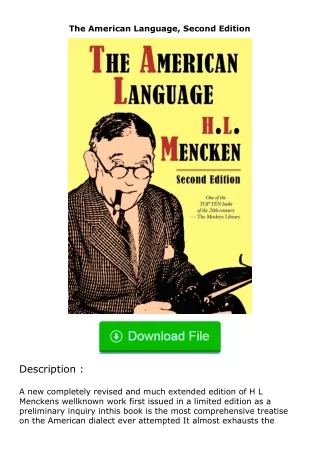 download⚡️ free (✔️pdf✔️) The American Language, Second Edition