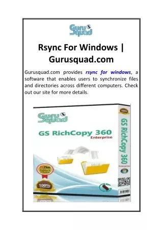 Rsync For Windows  Gurusquad.com