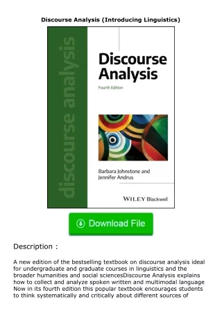 PDF✔Download❤ Discourse Analysis (Introducing Linguistics)