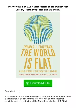 ❤️get (⚡️pdf⚡️) download The World Is Flat 3.0: A Brief History of the Twenty-first Century (Further Updated and Expande