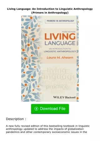 (❤️pdf)full✔download Living Language: An Introduction to Linguistic Anthropology (Primers in Anthropology)