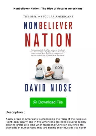 [READ]⚡PDF✔ Nonbeliever Nation: The Rise of Secular Americans
