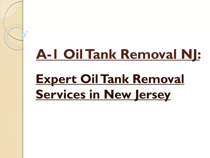 a 1 oil tank removal nj