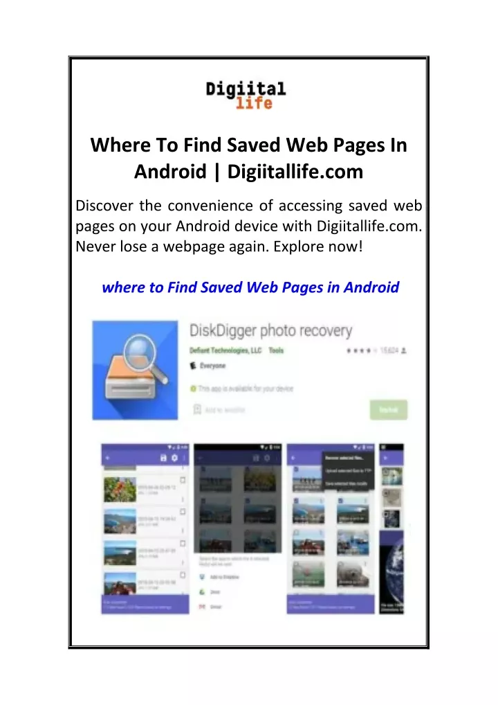 where to find saved web pages in android