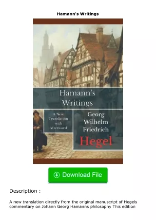 download⚡[PDF]❤ Hamann's Writings
